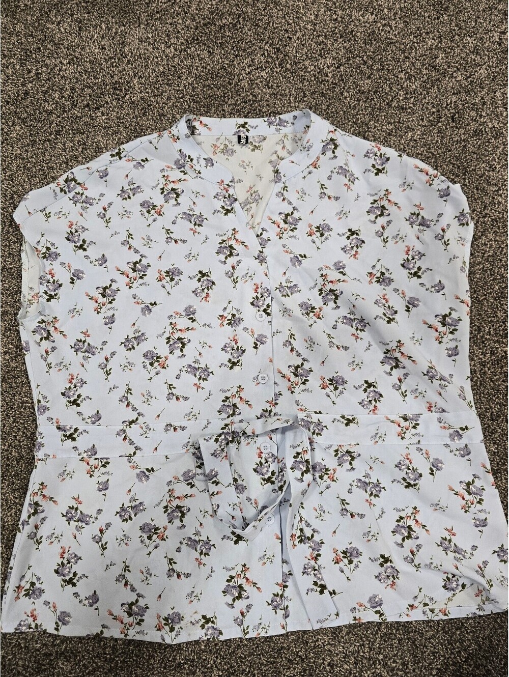 CiciBird Light Blue Floral Button-Up Blouse, Size M
